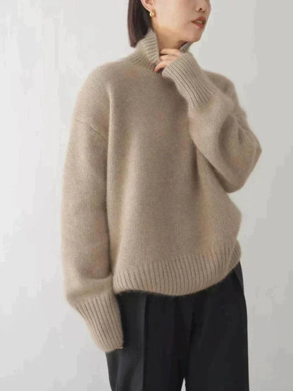 Women's soft-touch turtleneck in taupe