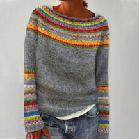 Lucy | Women's Ribbed Trim Relaxed Knit Winter Sweater for Layering