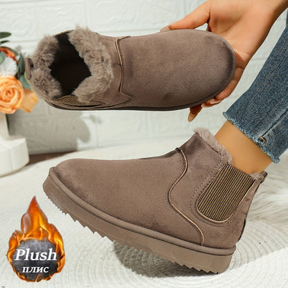 Cozy Platform Ankle Boots with Elastic Panels