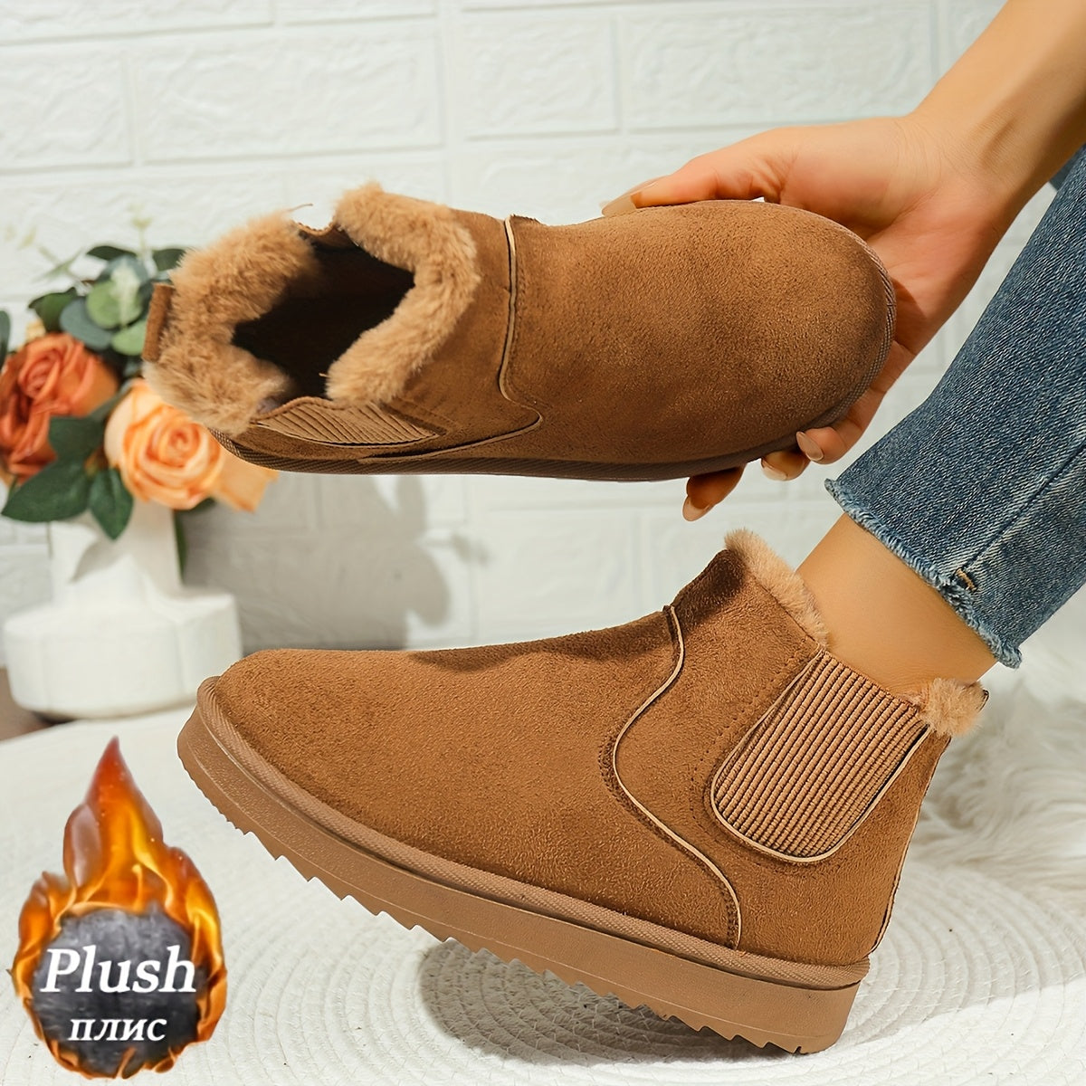 Cozy Platform Ankle Boots with Elastic Panels – view 3