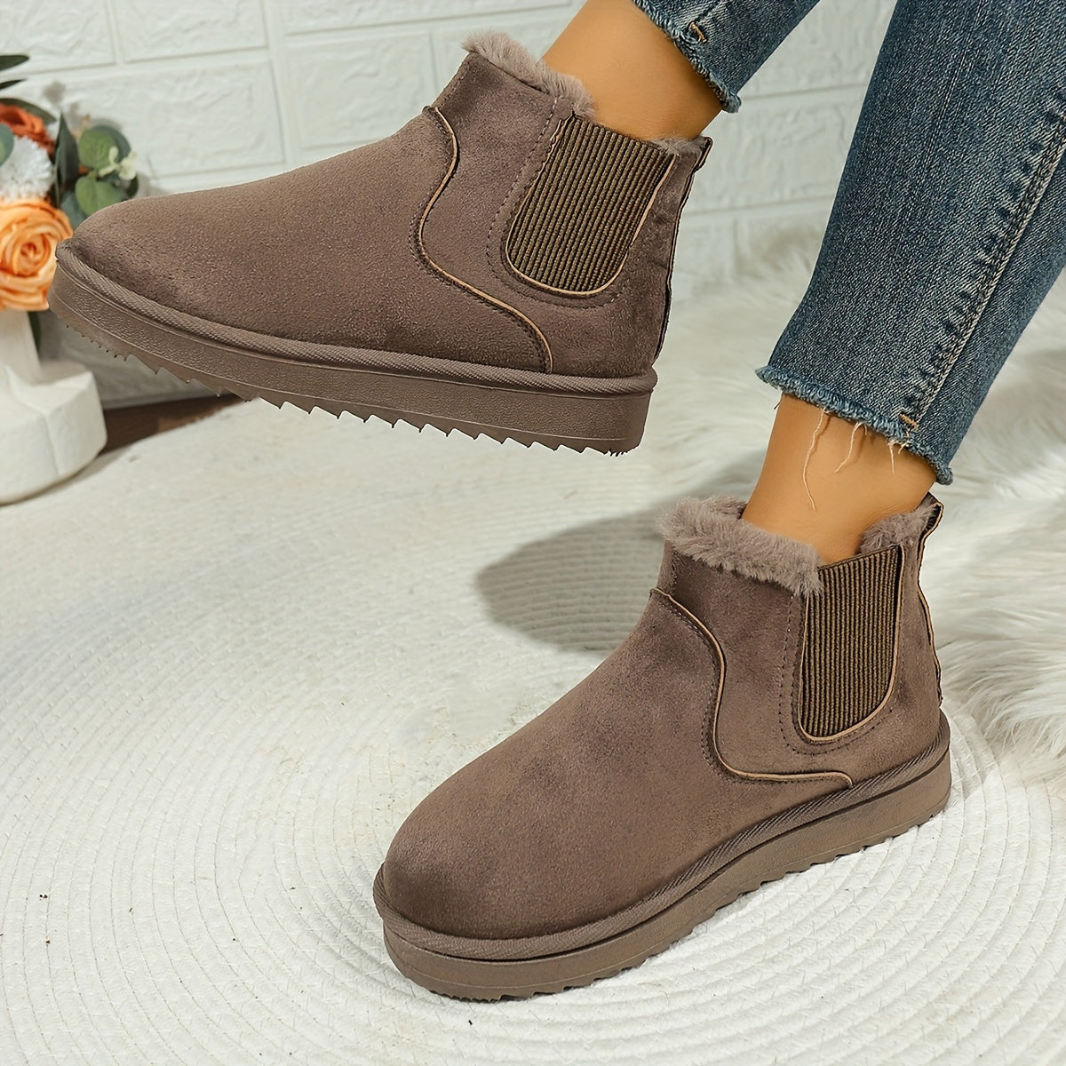 Cozy Platform Ankle Boots with Elastic Panels – view 5