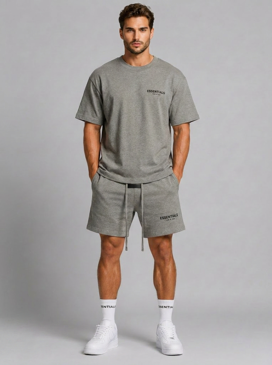 Men's dark gray T-Shirt & Shorts Matching Set for Summer