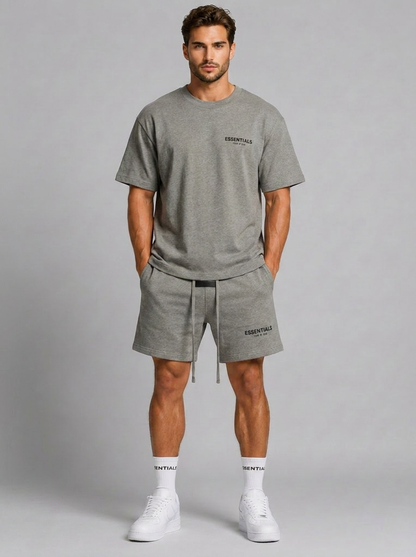 Men's dark gray T-Shirt & Shorts Matching Set for Summer