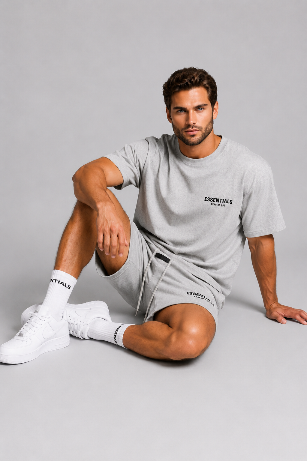 Men's dark gray T-Shirt & Shorts Matching Set for Summer