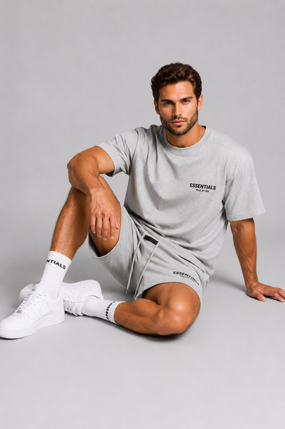 Men's dark gray T-Shirt & Shorts Matching Set for Summer