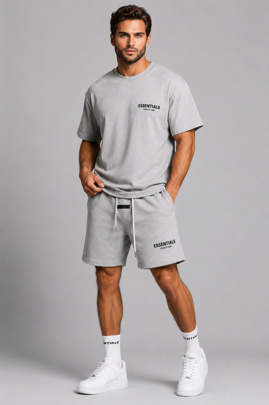 Men's dark gray T-Shirt & Shorts Matching Set for Summer