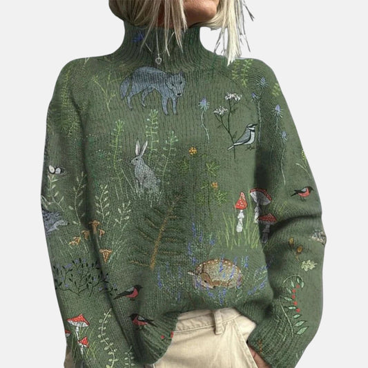 Women's turtleneck sweater in green
