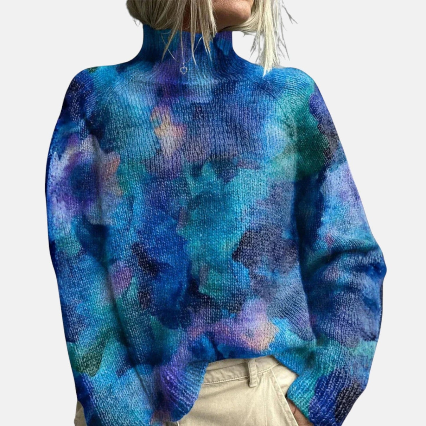 Women's turtleneck sweater in blue
