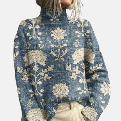 Women's turtleneck sweater in light blue