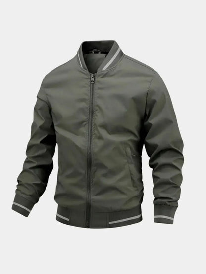 Green Oversized Button-Front Bomber Jacket with Set-In Pockets