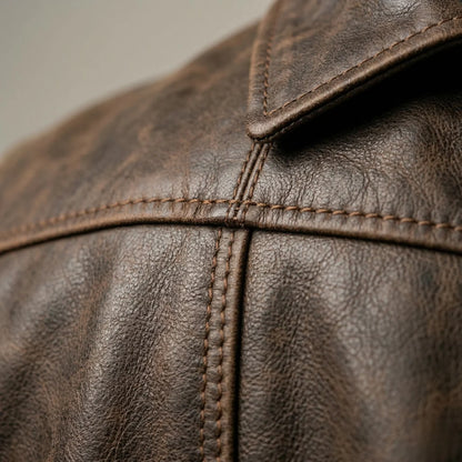 Men's Sleek Fitted Leather Jacket with Structured Collar, photo 3