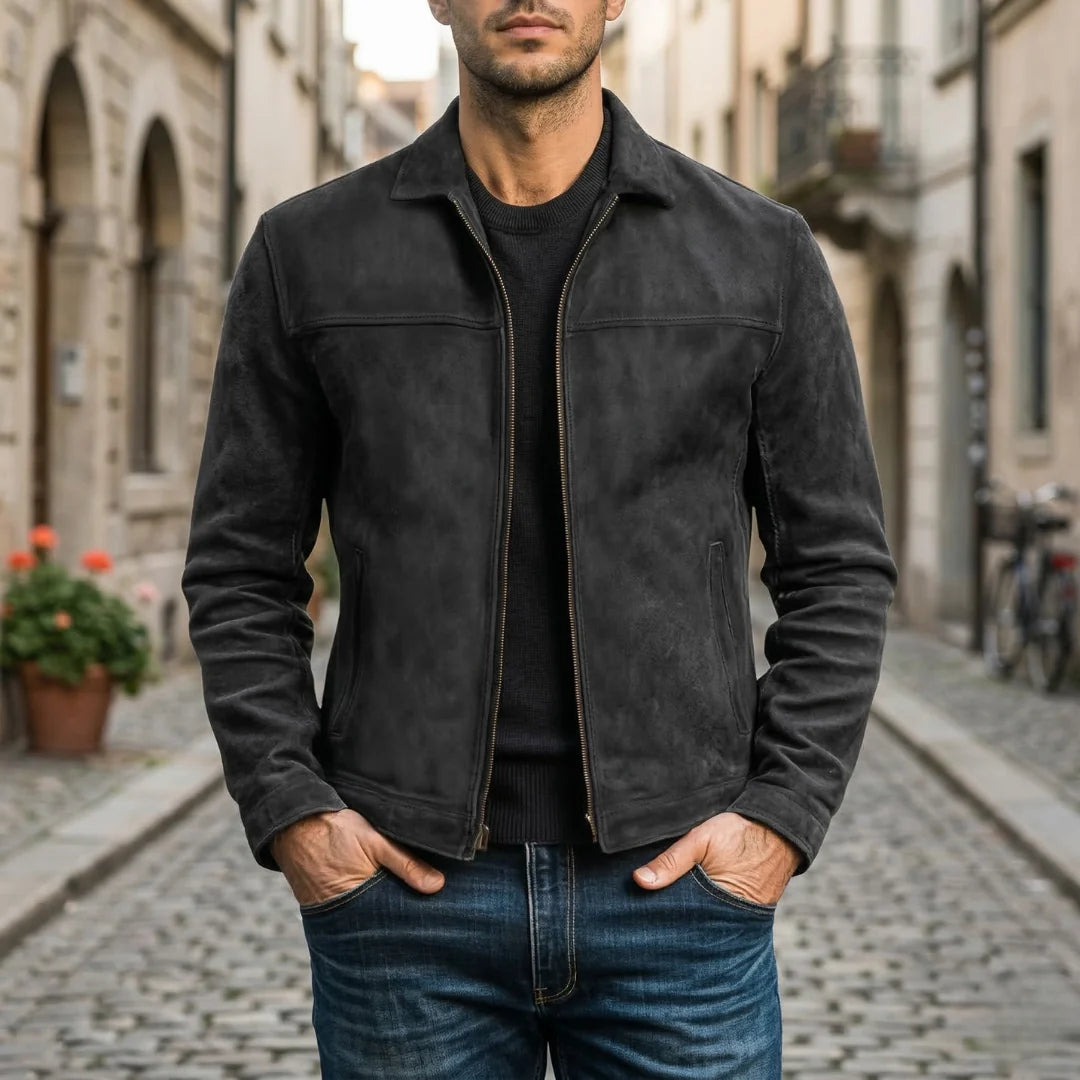 Men's Sleek Fitted Leather Jacket with Structured Collar, photo 4