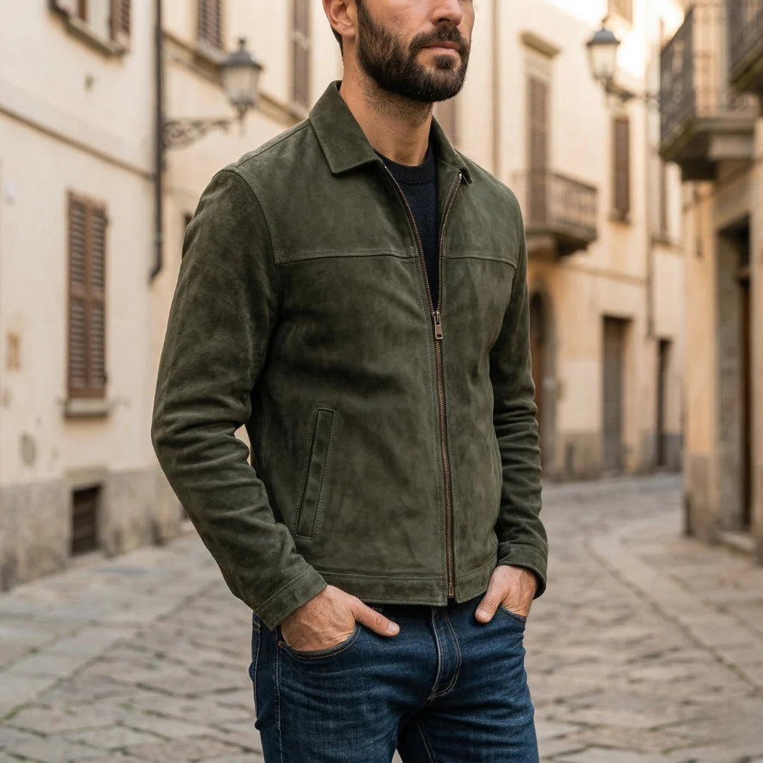 Men's Sleek Fitted Leather Jacket with Structured Collar, photo 5