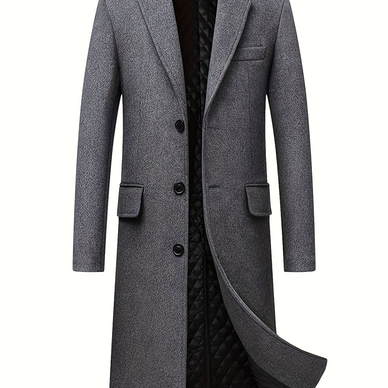 Grey Men's Tailored Long Winter Overcoat