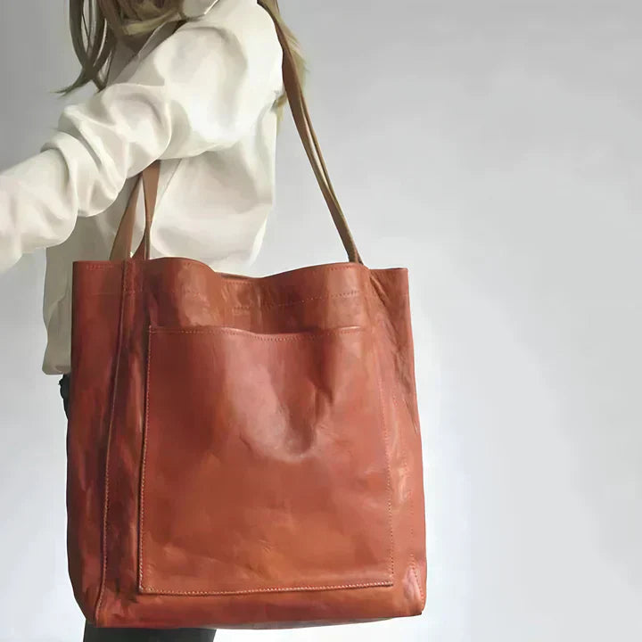 Brown Structured Heritage Tote Bag