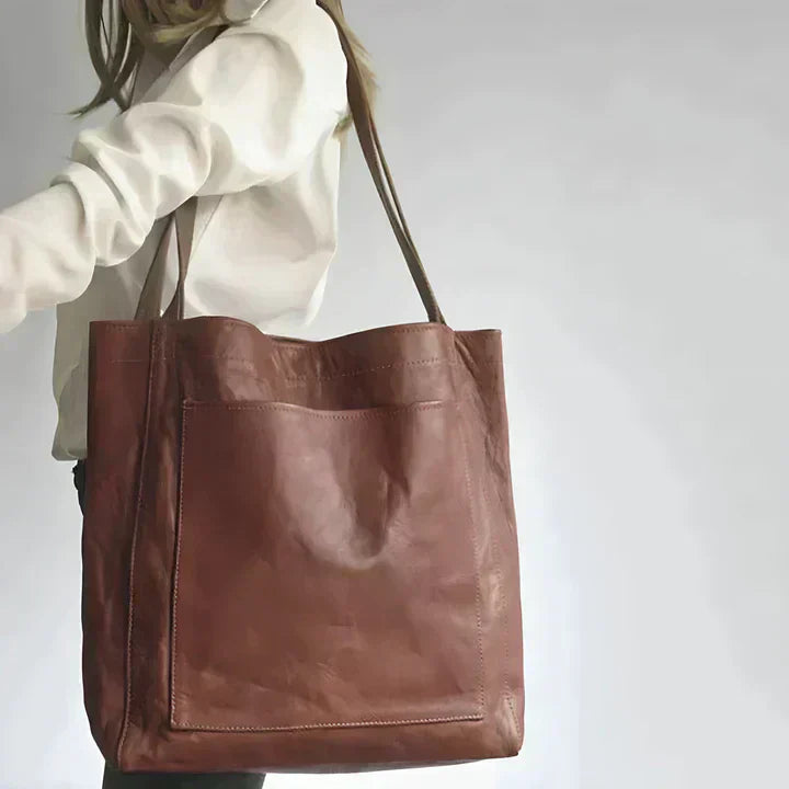 Dark Brown Structured Heritage Tote Bag