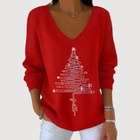 Ruby | Festive Print V-Neck Long-Sleeve Top