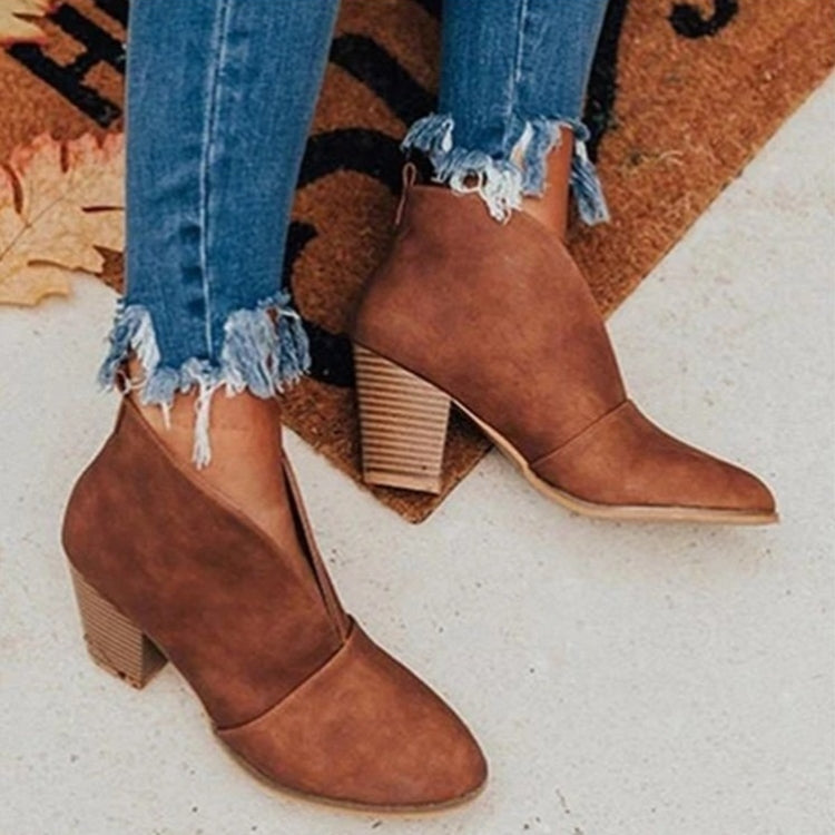 Almond Toe Ankle Boots for Women – Chic & Effortless V-Cut Style 0