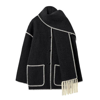 Vintage Scarf-Collar Jacket, Mid-Thigh Length – view 3