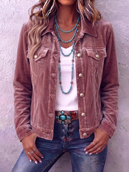 Women's vintage wash denim jacket in pink