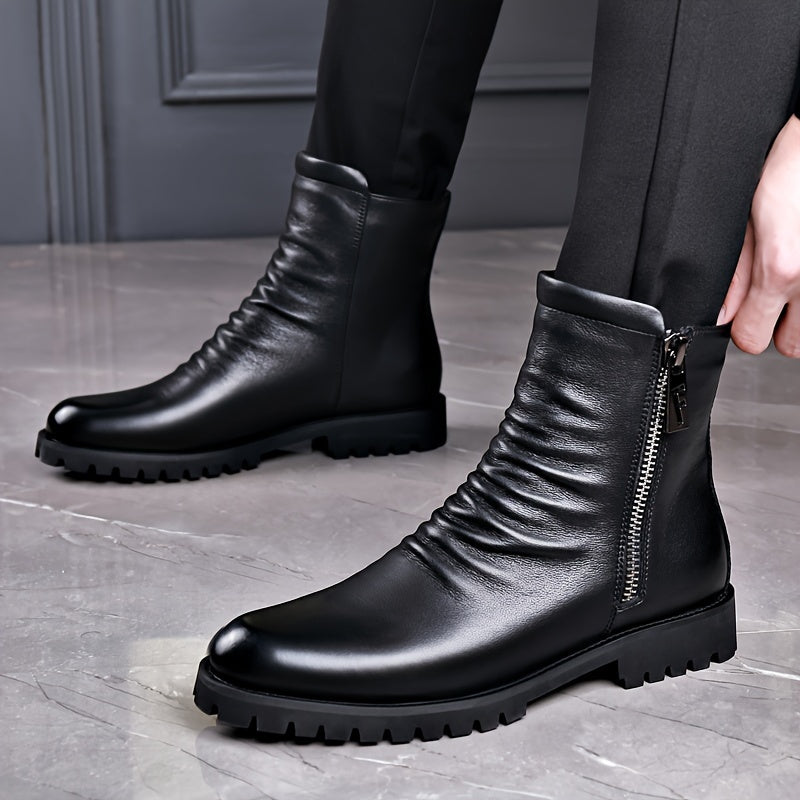Refined Zip-Side Mid-Calf Boots