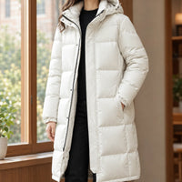 Jordyn | Women's Hooded Cashmere Jacket with Quilted Baffle Detail