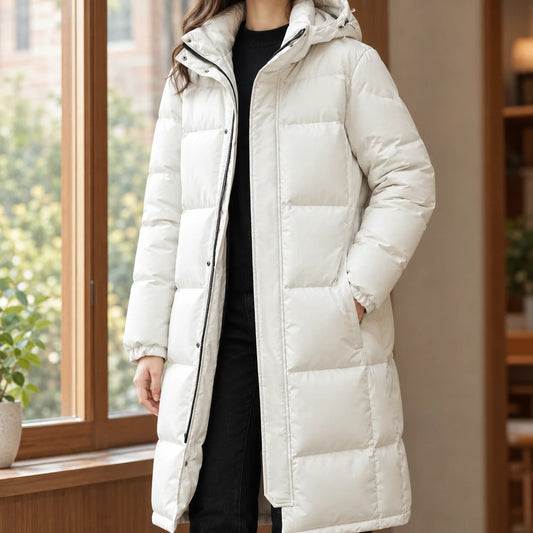 Women's Hooded Cashmere Jacket with Quilted Baffle Detail, photo 1
