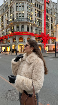 Marnie | Faux Fur Bomber Jacket with Ribbed Cuffs and Hem