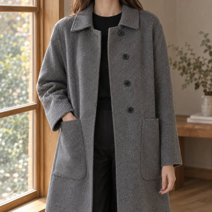 Addison longline wool coat, front view