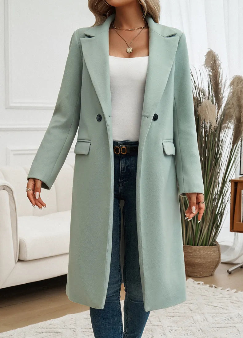 Sage Green Oversized Fit-and-Flare Trench Coat