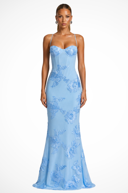 Women's burgundy floral embroidered corset cami strap wedding guest maxi dress