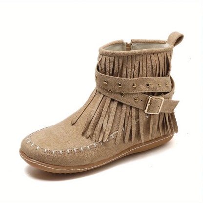 Women's Western Ankle Boots, Fringed Fall Footwear