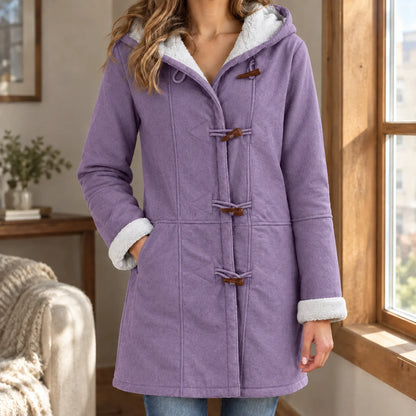Women's Toggle Duffle Jacket with Plush Hood and Cuffs, photo 3