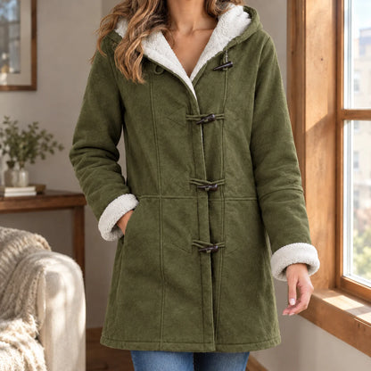 Women's Toggle Duffle Jacket with Plush Hood and Cuffs, photo 5