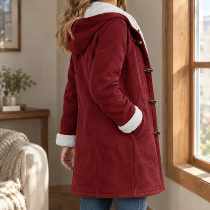Women's Toggle Duffle Jacket with Plush Hood and Cuffs, photo 7