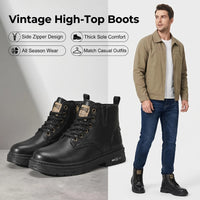Archer | Rugged Lace-Up Ankle Boots with Side Zipper