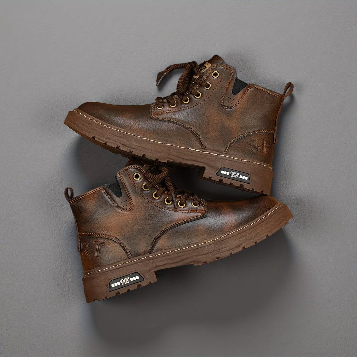 Rugged Lace-Up Ankle Boots with Side Zipper – view 3