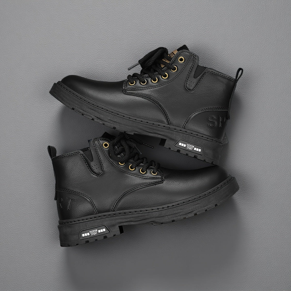 Rugged Lace-Up Ankle Boots with Side Zipper – view 6