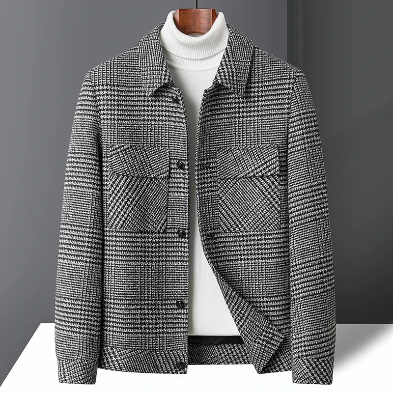 Josiah plaid wool blend jacket, front view