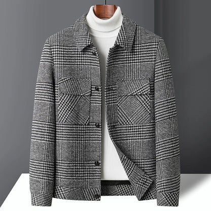 Josiah plaid wool blend jacket, front view