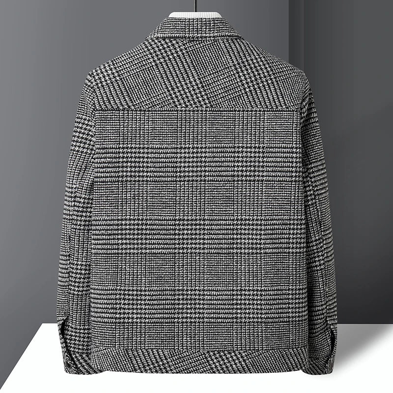 Josiah plaid wool jacket, check weave detail