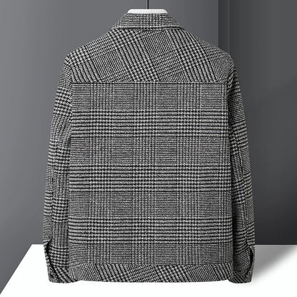 Josiah plaid wool jacket, check weave detail