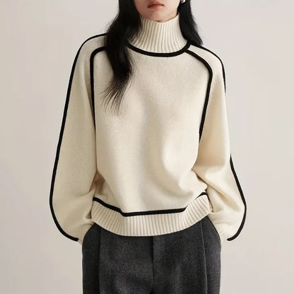Women's beige wool turtleneck sweater