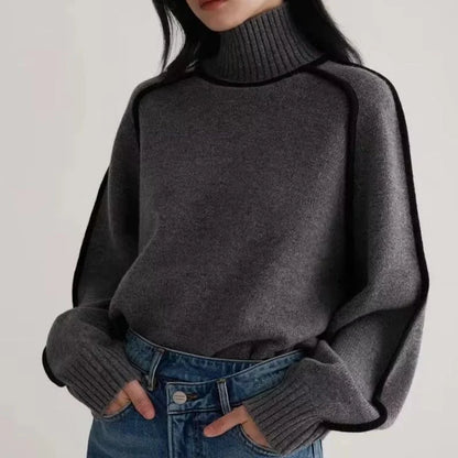 Women's gray wool turtleneck sweater