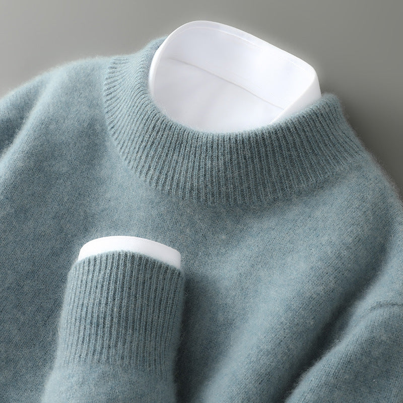 sage cashmere mock neck sweater