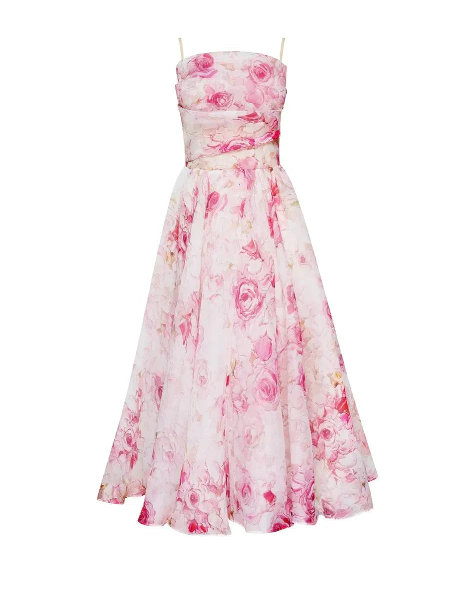 Floral Sweetheart Midi Cocktail Dress with Ruffle Hem – view 3