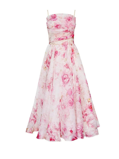 Floral Sweetheart Midi Cocktail Dress with Ruffle Hem – view 3