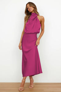 Aryn | Halter Flared Casual Day Dress with Adjustable Side Tie