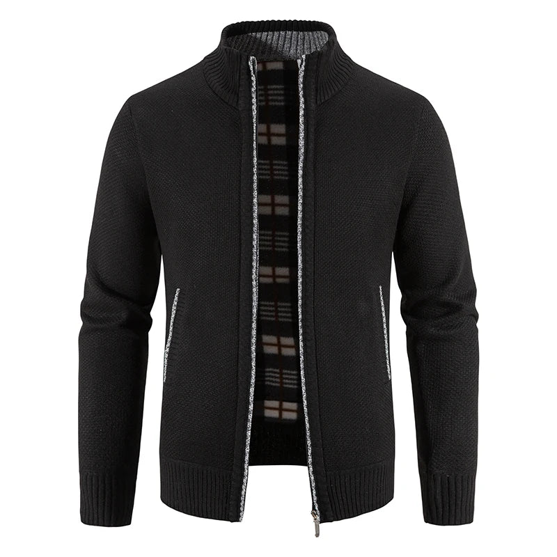 Classic black fleece lined jacket with full zip
