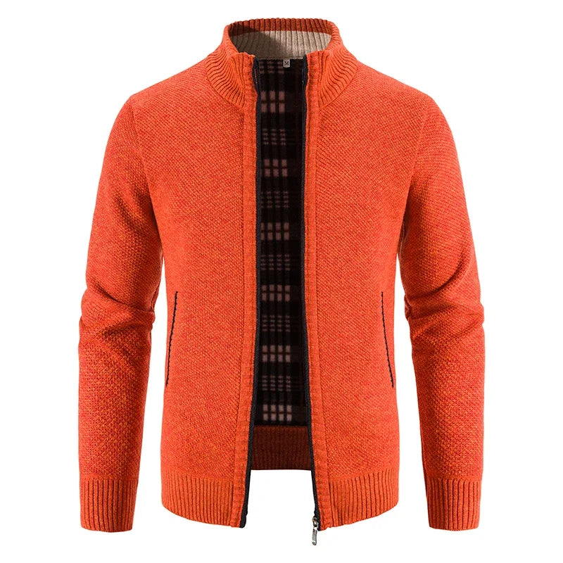 Orange fleece lined jacket with full zip